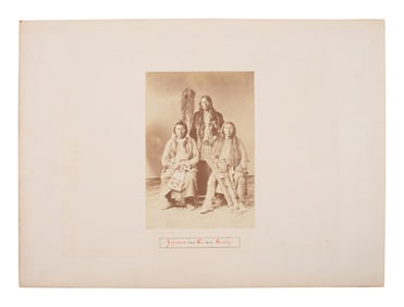Johnson and Co. with Scalp. Albumen photograph of Ute Braves involved with the Battle of Milk Creek.