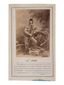 [CUSTER, George Armstrong]. SCHOLTEN, James A., photog. CDV of George Armstrong Custer in buckskins.