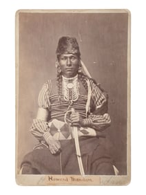 [CUSTER, George Armstrong]. Cabinet card of Osage scout identified as "Howard Mandan" who served