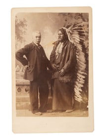 [BARRY, David F. (1854-1934), photographer]. Cabinet card of Chief John Grass and American fur