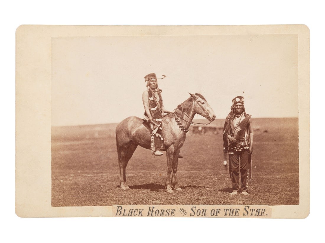 BARRY, David F. (1854-1934), photographer. Cabinet Card of two Arikara men, Black Horse and Son of (1 of 2)