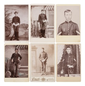 [INDIAN WARS]. A group of 21 cabinet cards of soldiers serving in the Dakotas, collected by Sergeant