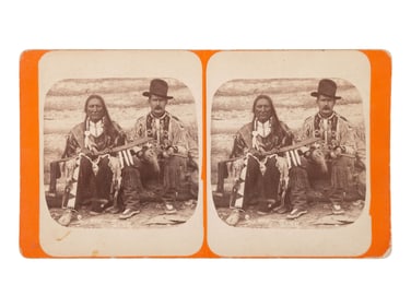 AUDERTON & CULVER, photographers. Stereoview of Hunkpapa Chief Long Dog and George Wills, B