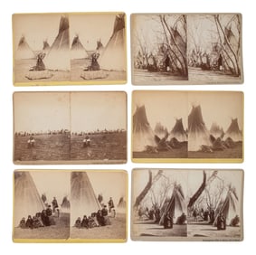 A group of 11 stereoviews documenting Sitting Bull's internment at Fort Randall, Dakota Territory.