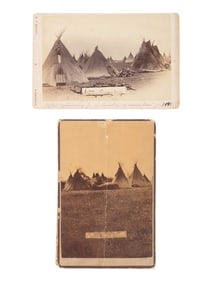 BARRY, David F. (1854-1934), photographer. Two cabinet cards of Sitting Bull's camp. Bismarck,