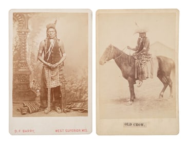 BARRY, David F. (1854-1934), photographer. Two cabinet cards of Old Crow, possible bodyguard to