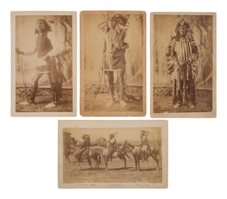 [WOUNDED KNEE]. A group of 4 photographs of Stinking Bear, Hollow Wood, and Crazy Bear at Pine Ridge