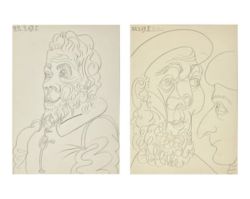 Pablo Picasso (Spanish, 1881-1973) Tête d'Homme (with Deux Têtes verso), 1969 | A