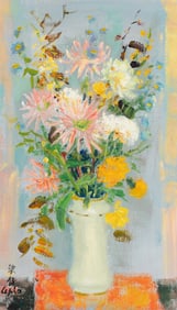 Le Pho (French/Vietnamese, 1907-2001) Dahlias, 1974