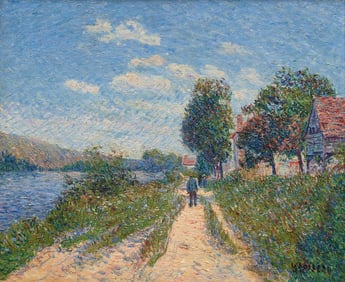 Gustave Loiseau (French, 1865-1935) Bords de Rivière (Possibly Tournedos-sur-Seine), circa 1899