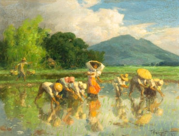 Fernando Cueto Amorsolo (Filipino, 1892-1972) Workers in Rice Field, 1952