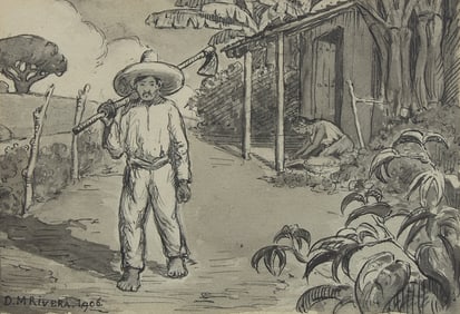 Diego Rivera  (Mexican, 1886-1957) Scène de Village (Escena Rural), 1906