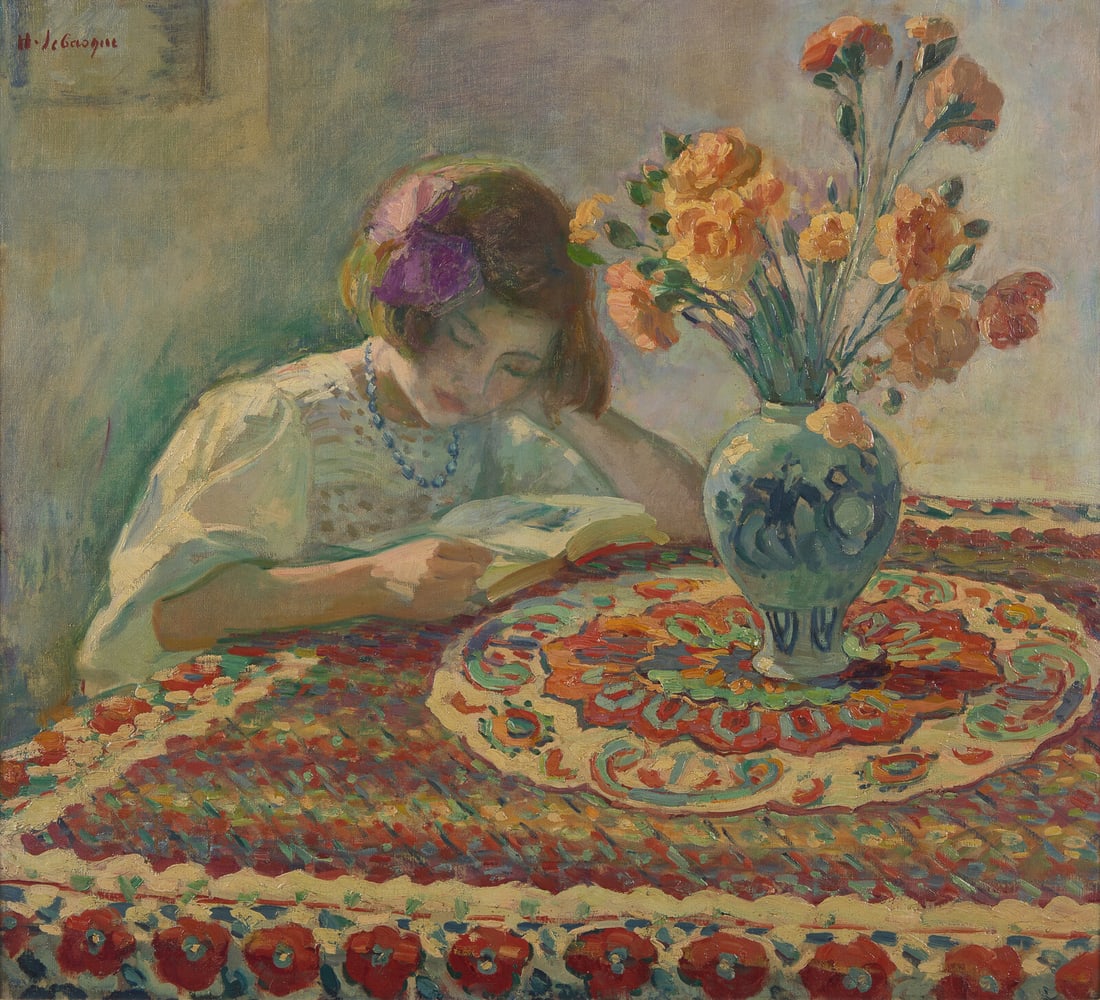 Henri Lebasque (French, 1865-1937) Jeune Fille Lisant, circa 1914: Henri Lebasque (French, 1865-1937) Jeune Fille Lisant, circa 1914 oil on canvas signed H. Lebasque (upper left) Please note this lot will be on view at Freeman's | Hindman Manhattan galleries, located