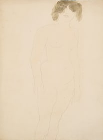 Auguste Rodin (French, 1840-1917) Femme Nue Debout, de Face, les Cheveux dans les Yeux, circa 1896