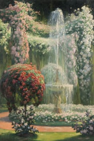 Emile Quintin Brin (French, 1863-1950) Jardin Fleuri à La Fontaine, 1936
