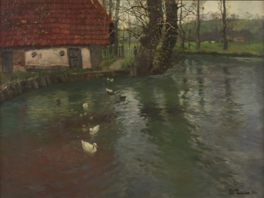 Frits Thaulow (Norwegian, 1847-1906) The River Canche, by Montreuil-sur-Mer, 1895