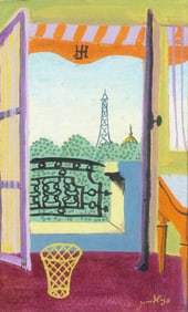 Jean Hugo  (French, 1894-1984) Fenêtre sur la Tour Eiffel