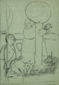 Paula Modersohn-Becker (German, 1876-1907) Stehende Armenhaüslerin und Kind zwischen zwei