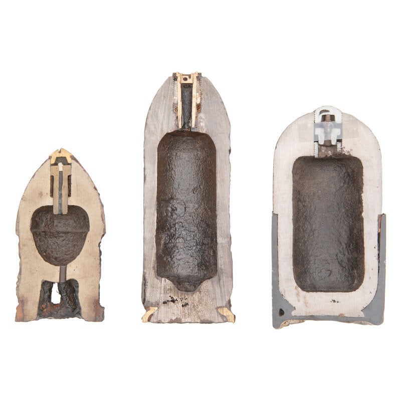 Three excavated Civil War Era Sectioned Half Artillery Shells (1 of 2)