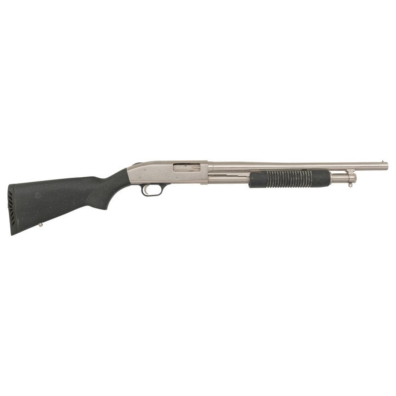 *Mossberg 500 Marine Shotgun: *Mossberg 500 Marine Shotgun 12 Gauge. 18.5" barrel length. SN: K701544. 3" chamber length. Cylinder bore. Silver finish with synthetic semi pistol grip stock with rubber recoil pad and ribbed forend 