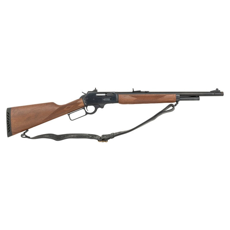 *Marlin Model 1895G .45-70 Guide Gun: *Marlin Model 1895G .45-70 Guide Gun .45-70. 18" barrel length. SN: 01017312. Blued metal finish with polished bolt in walnut straight wrist stock with black rubber recoil pad and ported muzzle. Lever