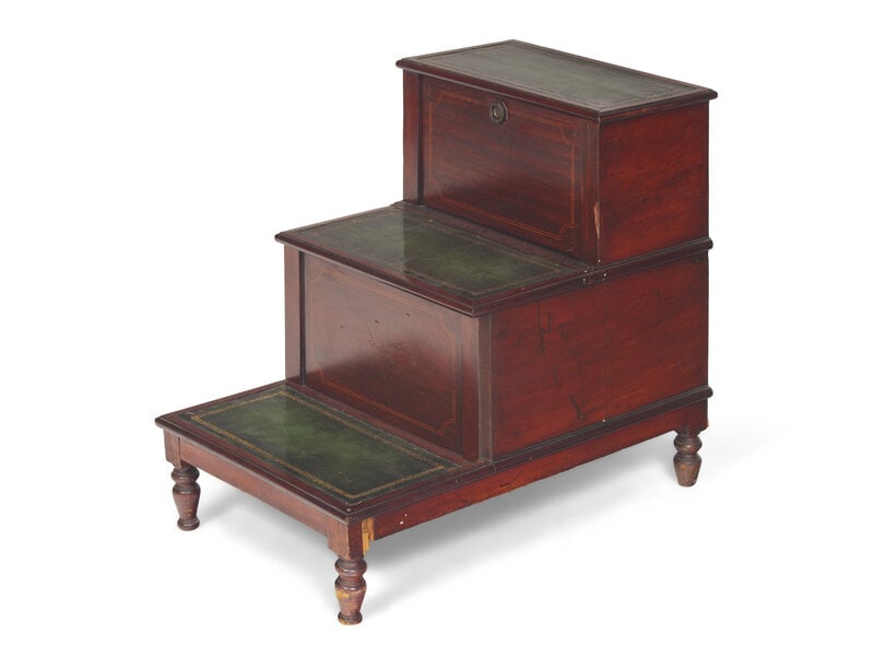 A Set of Regency Mahogany and Leather Bed Steps (1 of 2)