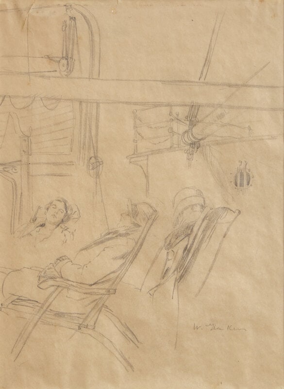 William Glackens
 (American, 1870-1938)
Napping on the Deck (1 of 3)