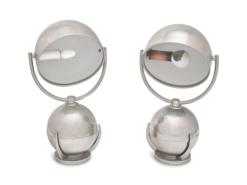 A Pair of Felix Aublet Nickel-Plated Table Lamps (1 of 2)