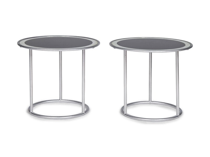 A Pair of Art Deco Style Silver-Painted and Mirrored Side Tables (1 of 2)