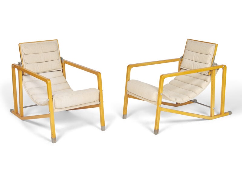 A Pair of Eileen Gray Birch Transat Chairs (1 of 2)