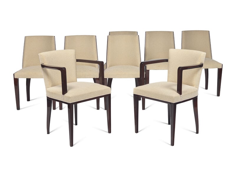 A Set of Eight Jules Leleu Mahogany Dining Chairs (1 of 2)