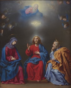 Carlo Dolci (Italian, 1616-1686) The Holy Family with God the Father and the Holy Spirit above: a