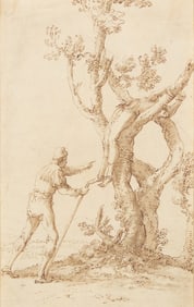 Salvator Rosa (Italian, 1615-1673) A Figure Tied to a Tree discovered by a Man Walking