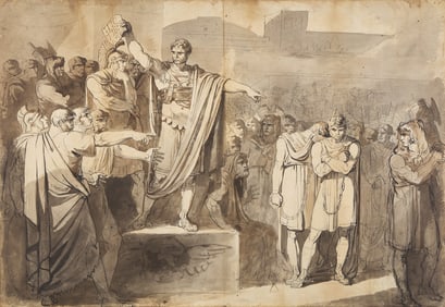 Bartolomeo Pinelli (Italian, 1781-1835) Lucius Junius condemning todeath his sons Titus and Tiberius