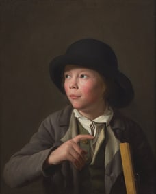 François Ferrière (French, 1752-1839) Portrait of a Boy wearing a Hat and holding a Frame,