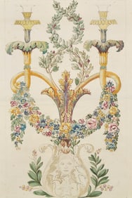 French School, 19th Century, Design for a Candelabrum decorated with acanthus leaves, berries, and a