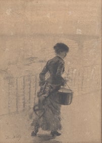 Giuseppe de Nittis (Italian, 1846-1884) Woman walking on the Quai