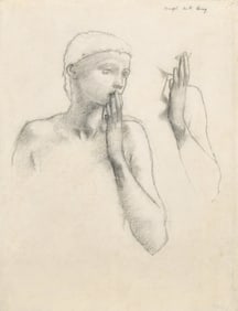 Sir Edward Coley-Burne Jones (British, 1833-1898) Study for the Figure of an Angel with a Raised