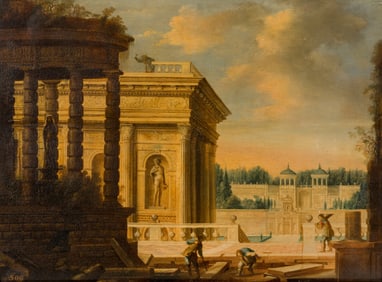 Follower of Hendrick van Steenwyck the Younger (Flemish, 1580-1649) A Capriccio View of a Classical