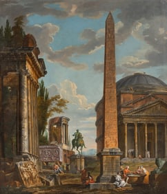 Giovanni Paolo Panini and Studio (Italian, B.C. 1692–1765) A Capriccio With Figures Gathered
