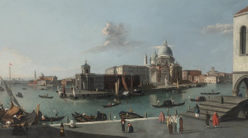 Follower of Canaletto (Italian, 1697-1768) The Grand Canal Looking South From the Molo With a View