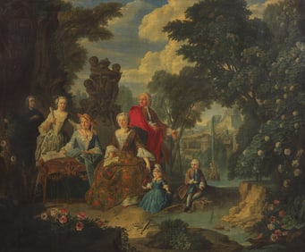 Circle of Jan Josef Horemans The Younger (Flemish, 1714-1790)  Elegant Figures in a Park