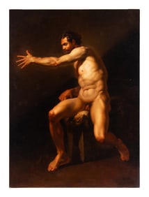 Attributed to Joseph-Marie Vien (French, 1716-1809) Academic Male Nude Study for Saint John the