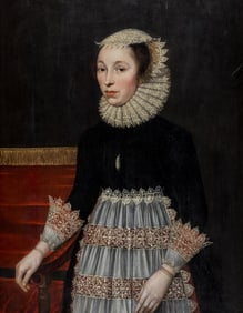 Circle of William Larkin (British, 1580-1619) Portrait of a Young Lady, Three-Quarter Length