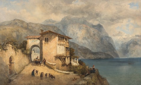 George Edwards Hering (British, 1805-1879) On a Northern Italian Lake