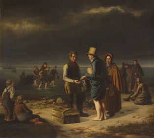 David Monies (Danish, 1812-1894) Passengers Coming Ashore from a Stranded Steamboat, 1835