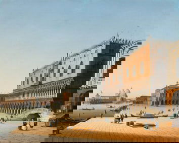 Venetian School, 19th Century, Venice, A View of the Riva degli Schiavoni