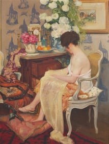 Henri Eugene Callot (French, 1875-1956) Lady in Interior, 1919