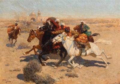 Franz Roubaud (Ukrainian, 1856-1928) Circassian Skirmish