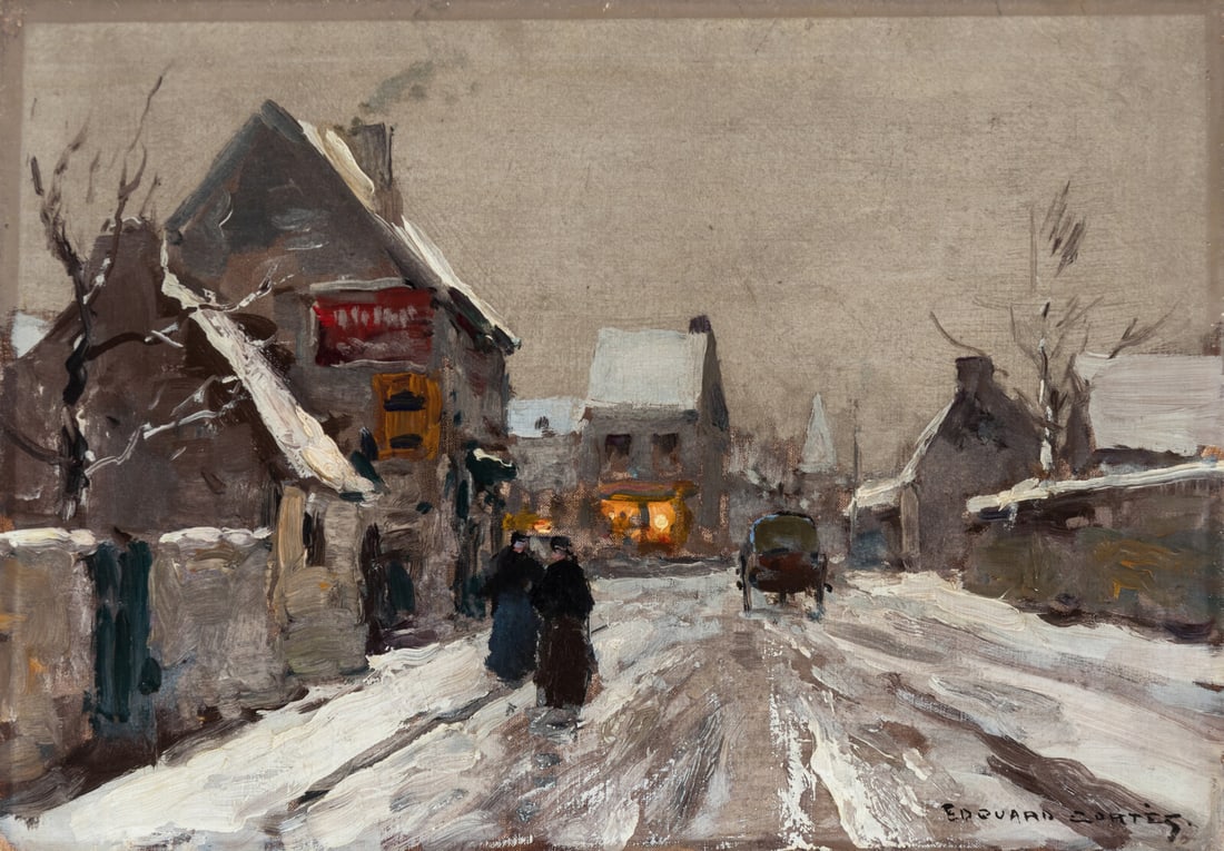 Édouard Léon Cortès (French, 1882-1969) Soir d'Hiver: Édouard Léon Cortès (French, 1882-1969) Soir d'Hiver oil on canvas signed Edouard Cortès (lower right); signed and titled (on the reverse) 13 x 18 in. (33 x 45.7cm) This lot is loc